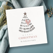Modern Scandi Minimal Blush Heart Christmas Tree スタンダードカクテルナプキン