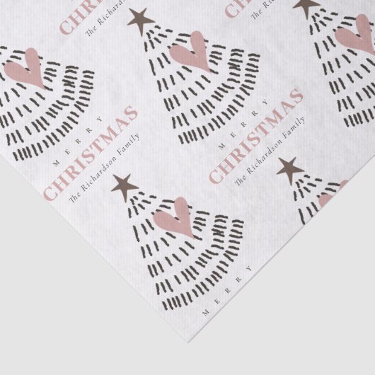 Modern Scandi Minimal Blush Heart Christmas Tree 薄葉紙 (詳細)