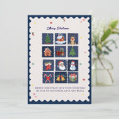 Modern Scandi with Festive Icons Flat Holiday Card シーズンカード (スタンド正面)