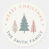 Modern Scandinavian Christmas Tree ラウンドシール (正面)