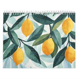 Modern Scandinavian Floral Fruit | Folk Art Wall カレンダー