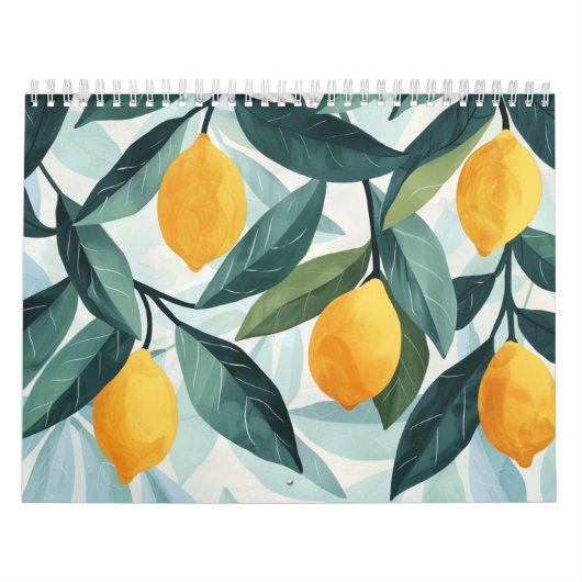 Modern Scandinavian Floral Fruit | Folk Art Wall カレンダー (カバー)