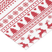 Modern Scandinavian Red & White Pattern Christmas ショートテーブルランナー (コーナー)