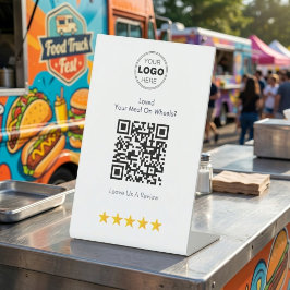 Modern Scannable Food Truck Review QR Code 台座サイン