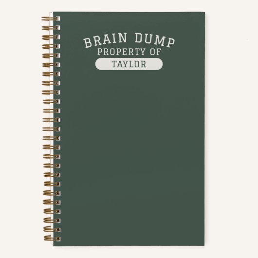 Modern School Brain Dump List Funny Green ノートブック (正面)
