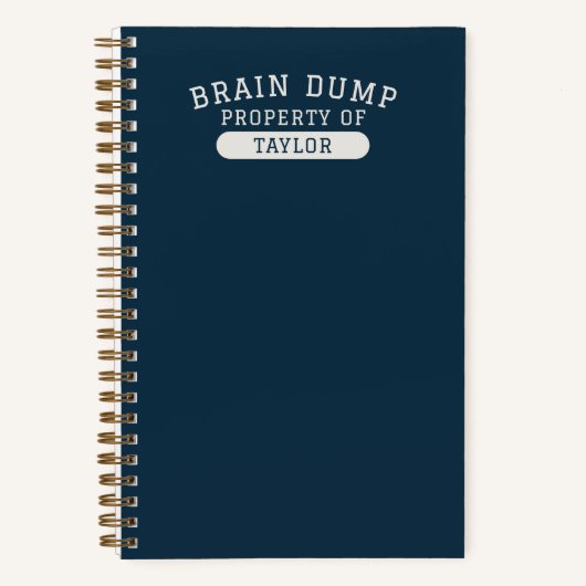 Modern School Brain Dump List Funny Navy Blue ノートブック (正面)