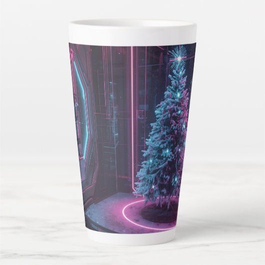 Modern Sci-Fi Holiday Design カフェラテマグ (正面)