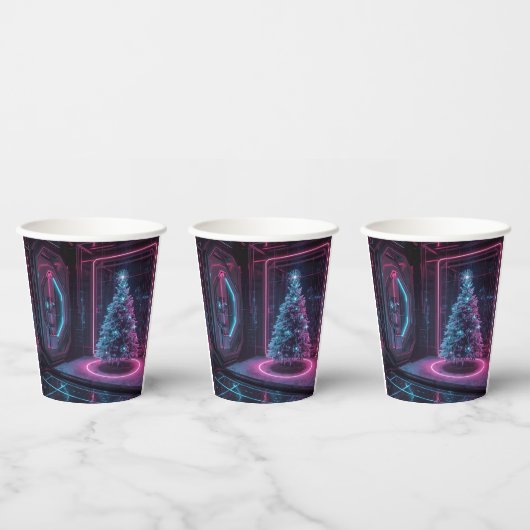 Modern Sci-Fi Holiday Design 紙コップ (複数)