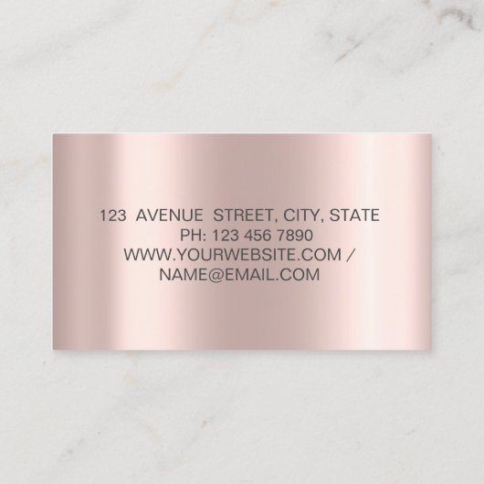 Modern Scissors Glitter Drips Hair Rose Gold 名刺 (裏面)