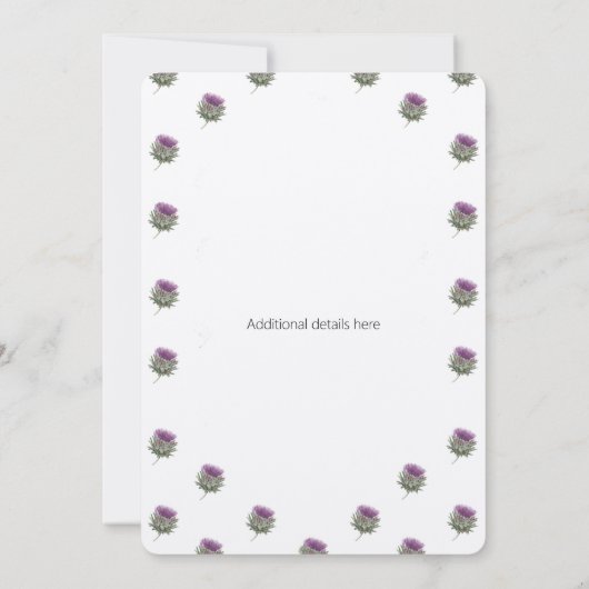 Modern Scottish Thistle Wedding Invitation 招待状 (裏面)