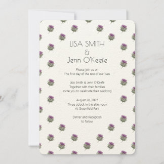 Modern Scottish Thistle Wedding Invitation 招待状