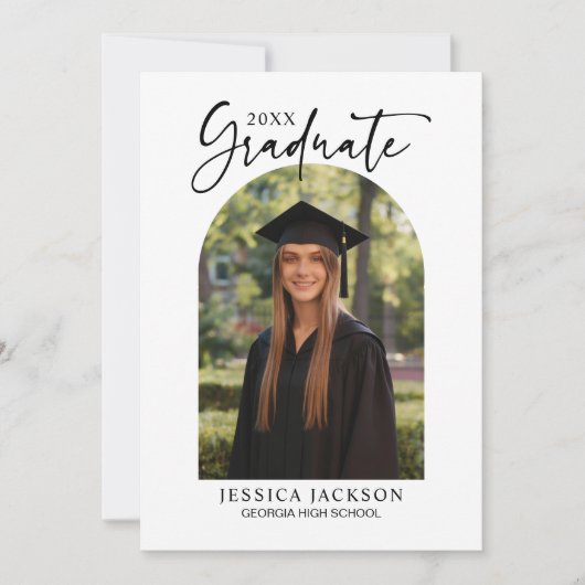 Modern Script 20XX Graduate 5 Photo  招待状 (正面)