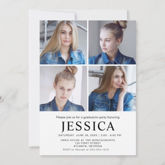 Modern Script 20XX Graduate 5 Photo  招待状 (裏面)