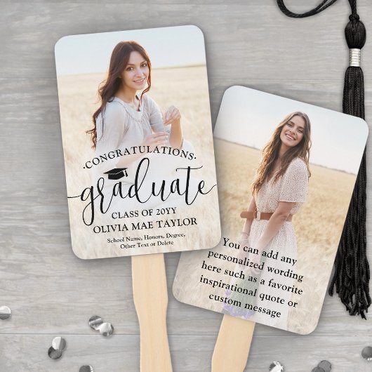 Modern Script 2 Photo Graduation Congratulations ハンドファン