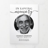 Modern Script 2-Photo Trifold Funeral Program 三つ折りプログラム (カバー)