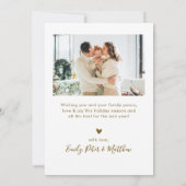 Modern Script 3 Photo Collage Gold White Christmas シーズンカード (裏面)