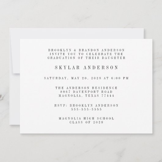 Modern Script 3 Photo Collage Graduation 招待状 (裏面)