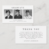Modern Script 3 Photo Collage Graduation Thank You エンクロージャーカード (正面/裏面)