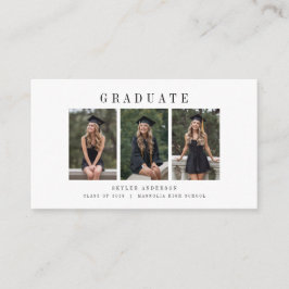 Modern Script 3 Photo Collage Graduation Thank You エンクロージャーカード