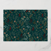 Modern Script 3 Photo Collage Merry Christmas 箔シーズンカード (裏面)