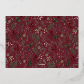 Modern Script 3 Photo Collage Merry Christmas 箔シーズンカード (裏面)