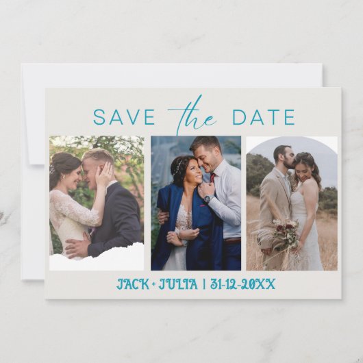 Modern Script 3 Photo Templates Save the Date セーブザデート (正面)