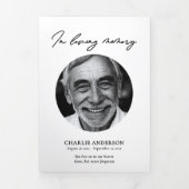 Modern Script 3-Photo Trifold Funeral Program 三つ折りプログラム (カバー)