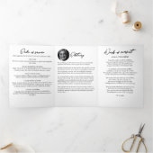 Modern Script 3-Photo Trifold Funeral Program 三つ折りプログラム (内部)