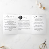 Modern Script 3-Photo Trifold Funeral Program 三つ折りプログラム (内部)