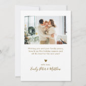 Modern Script 5 Photo Collage Gold White Christmas シーズンカード (裏面)