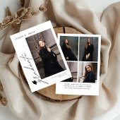 Modern Script 5 Photos Graduation Announcement 招待状