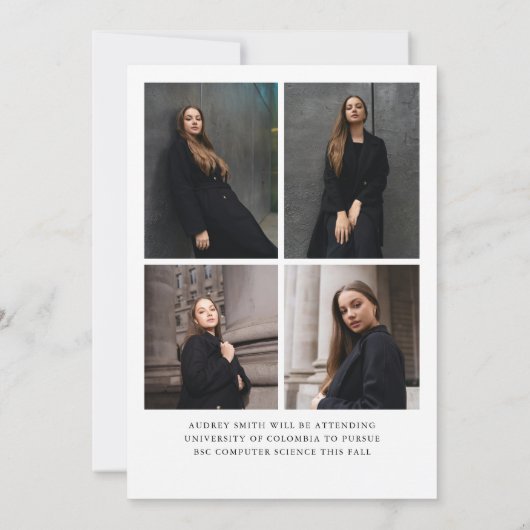 Modern Script 5 Photos Graduation Announcement 招待状 (裏面)