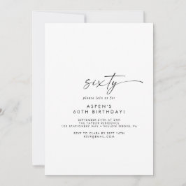 Modern Script 60th Birthday Party Invitation 招待状