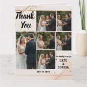 Modern Script 6-Photo Wedding Collage Design サンキューカード (正面)