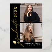 Modern Script 6 Photos Graduation Announcement 箔招待状 (正面)