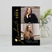 Modern Script 6 Photos Graduation Announcement 箔招待状 (立ち正面)