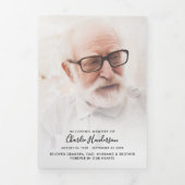 Modern Script 7-Photo Funeral/Memorial 三つ折りプログラム (カバー)