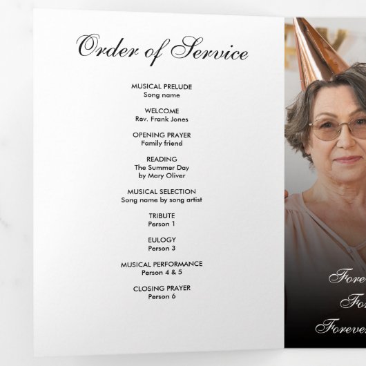 Modern Script 7-Photo Trifold Funeral Program 三つ折りプログラム (内部最初)