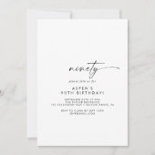 Modern Script 90th Birthday Party Invitation 招待状 (正面)