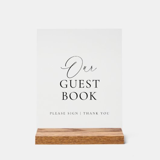 Modern Script Acrylic Wedding Guest Book Sign アクリルサイン (正面)