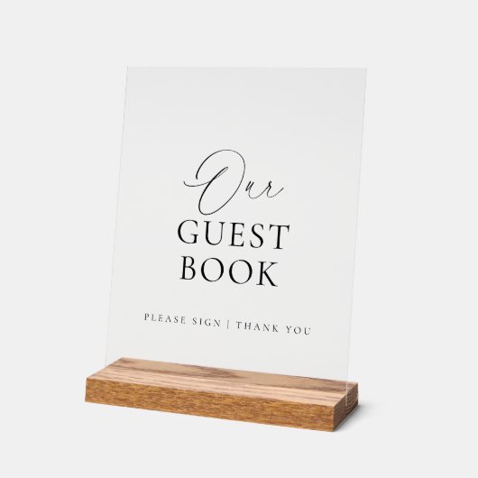 Modern Script Acrylic Wedding Guest Book Sign アクリルサイン (傾斜)