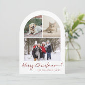 Modern Script Arch Family Photo Christmas シーズンカード (スタンド正面)