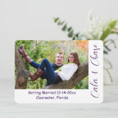 Modern Script & Asymmetrical Photo Save the Date 招待状 (スタンド正面)