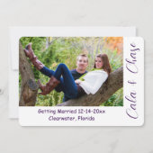 Modern Script & Asymmetrical Photo Save the Date 招待状 (正面)