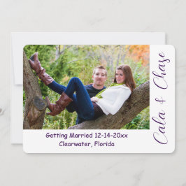 Modern Script & Asymmetrical Photo Save the Date 招待状