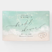 Modern Script beach hearts bridal shower welcome 横断幕 (横)