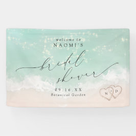 Modern Script beach hearts bridal shower welcome 横断幕
