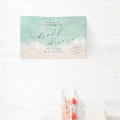 Modern Script beach hearts bridal shower welcome 横断幕 (インサイチュ)
