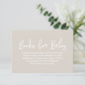 Modern Script Beige Baby shower Book Request エンクロージャーカード (スタンド正面)