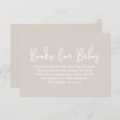 Modern Script Beige Baby shower Book Request エンクロージャーカード (正面/裏面)